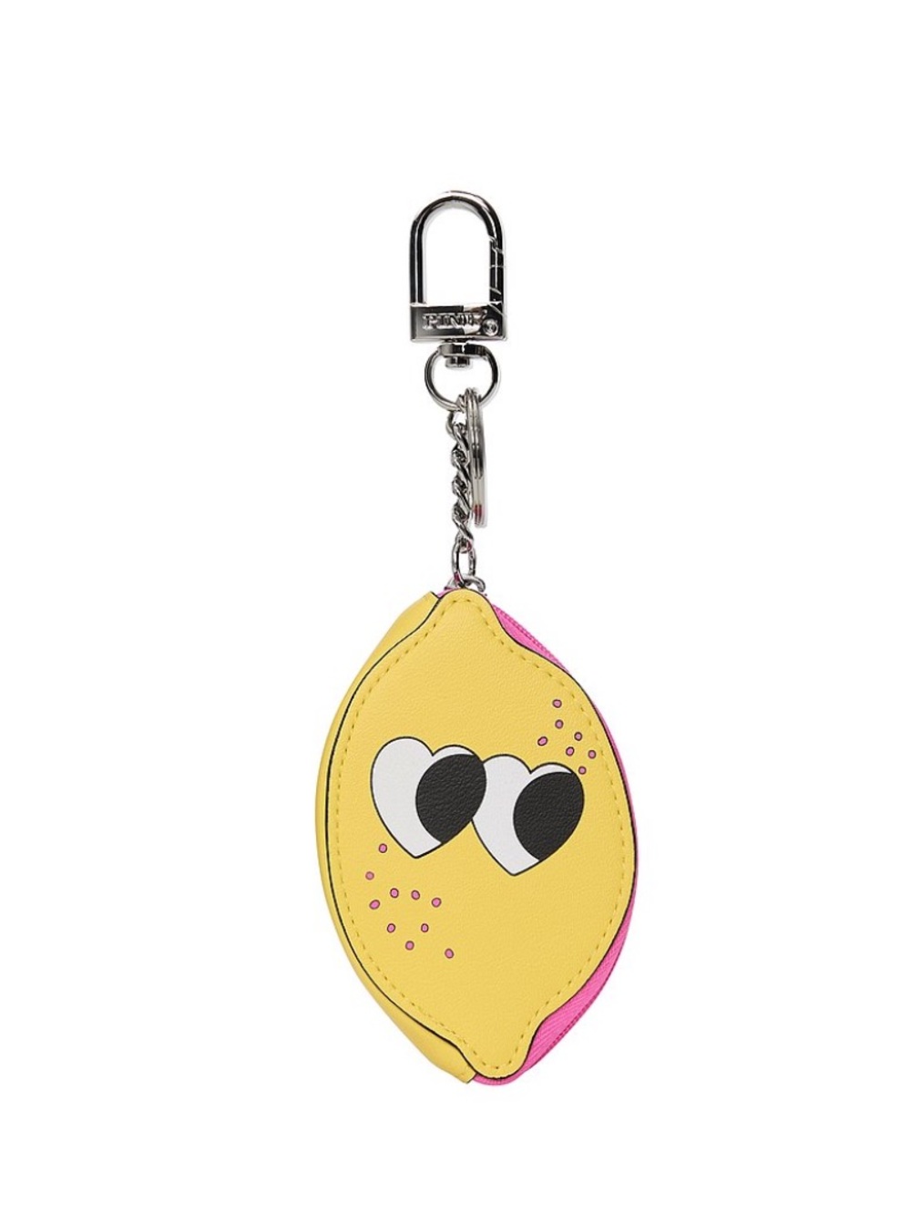 PINK Victoria’s Secret Lemon Keychain Bag Charm with Heart Eyes - Yellow & PinK